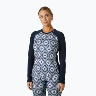 Maglia termica da donna Helly Hansen Lifa Merino Midweight Graphic Crew navy star pixel