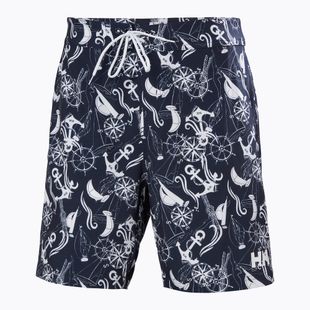 Pantaloncini da bagno da uomo Helly Hansen Newport Boardshorts 8" navy nautico aop