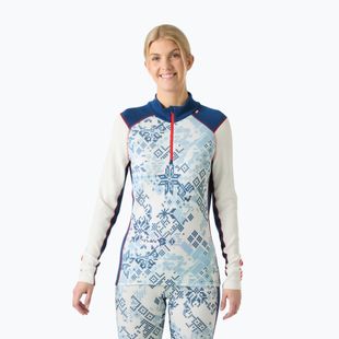 Felpa termica da donna Helly Hansen Lifa Merino Midweight Gra 1/2 Zip blu brillante new nordic aop