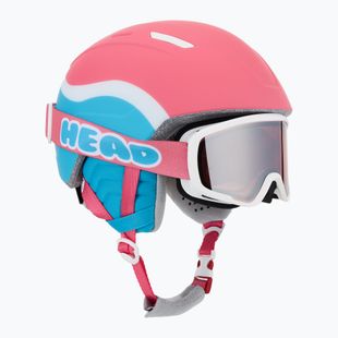 HEAD Casco da sci per bambini Maja Set + Occhiali Jr rosa/blu/rosso argento