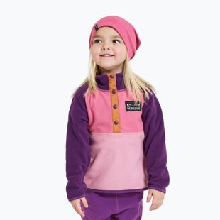 Didriksons Monte Half Button felpa in pile per bambini rosa chiaro heather