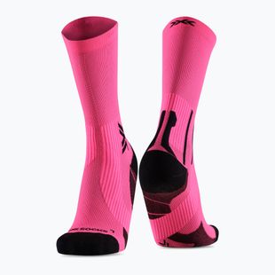 Calzini da uomo X-Socks Run Perform Crew rosa fluo/x nero