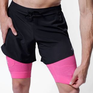 Pantaloncini da corsa X-Bionic Efektor 2in1 x nero/rosa da uomo
