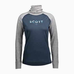SCOTT Defend Merino a collo alto donna manica lunga grigio chiaro melange/blu scuro