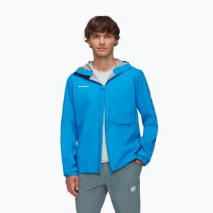 Mammut Ducan Light HS Giacca da pioggia da uomo con cappuccio blu ghiacciaio