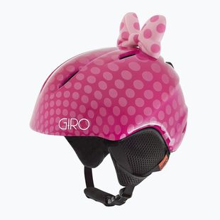 Casco da sci per bambini Giro Launch Plus con fiocco rosa a pois
