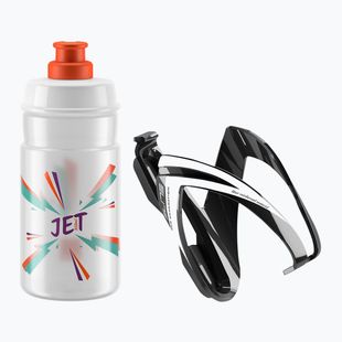 Elite CEO Jet kit bici cestino + bidone 350 ml nero lucido/bianco grafica/chiaro/logo arancione