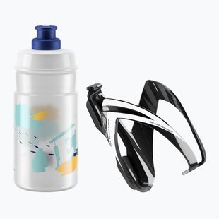 Elite CEO Jet kit bici cestino + bidone 350ml nero lucido/bianco grafica/chiaro/logo blu