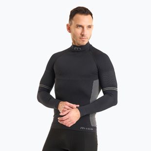 Maglia termica da uomo Mico M1 Mock Neck nero