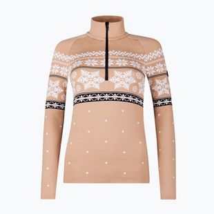 Felpa termica da donna Newland Isalind Half Zip biscotto/bianco