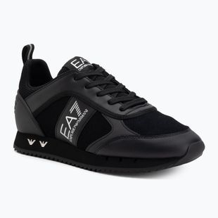 EA7 Emporio Armani Nero e Bianco in pelle scamosciata triplo nero micropunch scarpe
