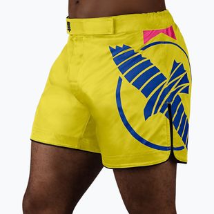 Pantaloncini da allenamento Hayabusa Icon Mid-Thigh MMA da uomo, giallo/blu