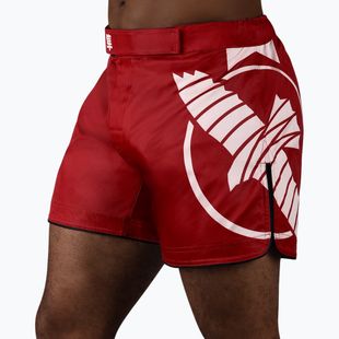 Pantaloncini da allenamento da uomo Hayabusa Icon Mid-Thigh MMA rosso/bianco