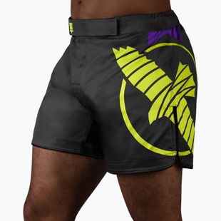 Pantaloncini da allenamento da uomo Hayabusa Icon Mid-Thigh MMA nero/neon