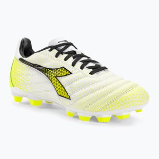 Scarpe da calcio per bambini Diadora Brasil Elite GR LT LPU Y bianco/nero/giallo fluo