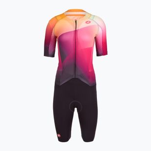 Body da ciclismo da donna Castelli Free Sanremo 3 SS In dark night shade/vivid orange-bright rose