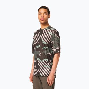 Maglia da ciclismo Oakley Ride Free da uomo con striscia verde e mimetica