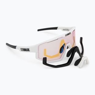 Occhiali da sole Bliz Fusion Nano Optics Nordic Light opaco bianco/corallo/ arancio con blu multi