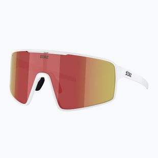 Occhiali da sole Bliz P001 bianco opaco/marrone a specchio rosso