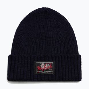Berretto invernale da uomo Woolrich Legacy Patch Beanie melton blue