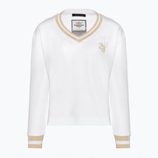 Aeronautica Militare Lady Felpa con scollo a V bianco ottico