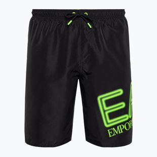 Bermuda da uomo EA7 Emporio Armani Water Sport Logo nero/fluo lime