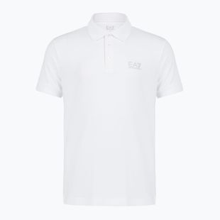 Polo da uomo EA7 Emporio Armani Core Identity bianco / logo argento