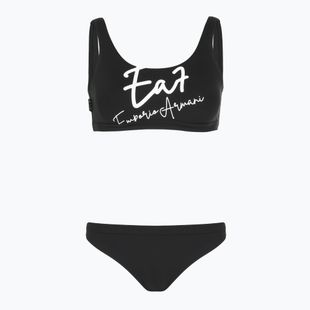 Costume da bagno a due pezzi da donna EA7 Emporio Armani Maxi Logo Bikini Top nero