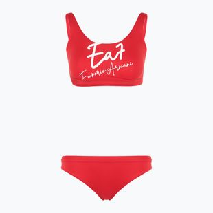 Costume da bagno due pezzi donna EA7 Emporio Armani Maxi Logo Bikini Top rosso racing