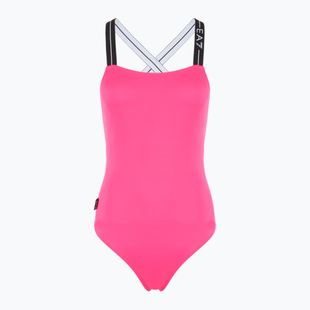 EA7 Emporio Armani Logo Tape Costume da bagno intero rosa neon