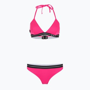 Costume da bagno due pezzi donna EA7 Emporio Armani Logo Tape Bikini Triangle rosa neon