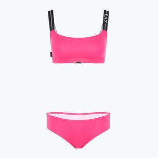 Costume da bagno due pezzi donna EA7 Emporio Armani Logo Tape Bikini Top rosa neon