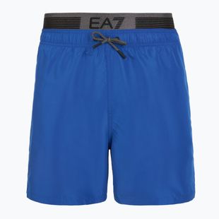 Pantaloncini da bagno da uomo EA7 Emporio Armani Logo Tape Boxer mare turchese