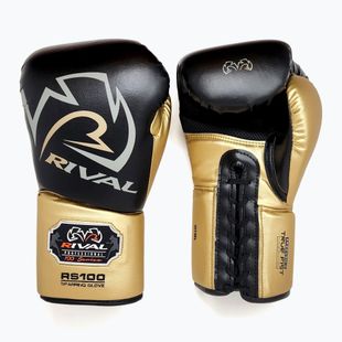 Guantoni da boxe Rival RS100 Professional nero/oro