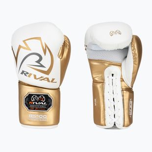 Guantoni da boxe Rival RS100 Professional bianco/oro