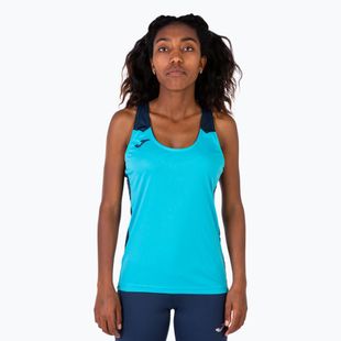 Maglia da corsa Joma Record II Tank Top fluor turchese/navy da donna