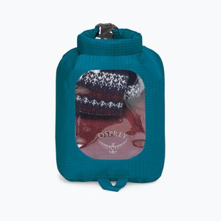 Sacco a secco Osprey con finestra da 3 l, blu, fronte acqua