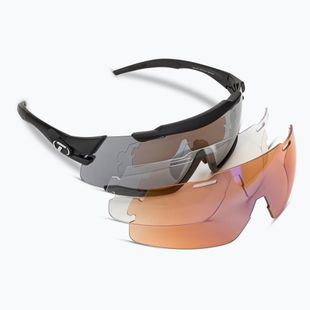 Occhiali da sole Tifosi Aethon nero opaco/fumo/ac rosso/chiaro