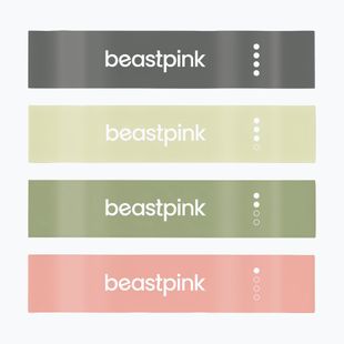 Set di bande di resistenza GymBeam 4 pezzi black/olive/green/peach