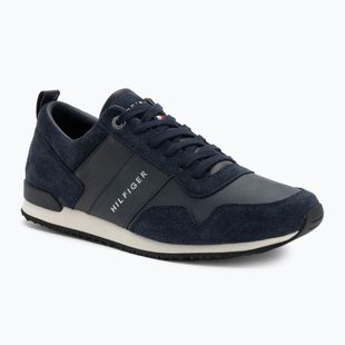 Tommy Hilfiger scarpe da uomo Iconic Leather Suede Mix Runner mezzanotte