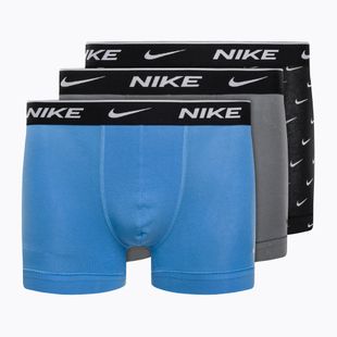 Boxer da uomo Nike Everyday Cotton Stretch Trunk 3 paia stampa swoosh/grigio/uni. blu