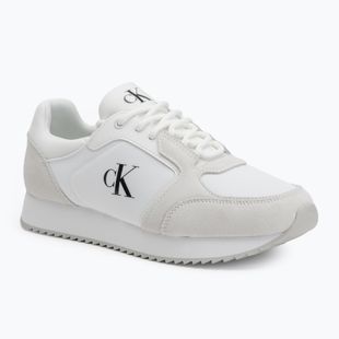 Calvin Klein scarpe da uomo YM0YM01326 Retro Runner Sock Lace Up Ny-Su Bianco/Nero brillante