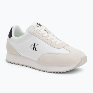 Calvin Klein scarpe da uomo YM0YM01325 Retro Runner Lace Up Ny-Su Bianco/Nero brillante