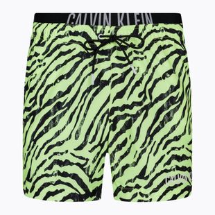 Pantaloncini da bagno Calvin Klein Medium Double WB-Print zebra citrust burst da uomo