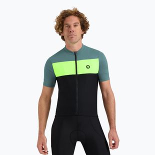 Rogelli Core Block maglia da ciclismo da uomo nero / turchese / giallo fluoro