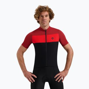 Maglia da ciclismo Rogelli Core Block uomo nero / bordeaux / rosso