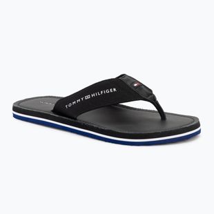 Tommy Hilfiger Uomo Sandalo da spiaggia in pelle nero infradito