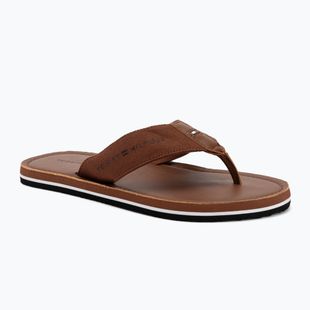 Tommy Hilfiger Leather Beach Sandal da uomo, infradito invernale cognac