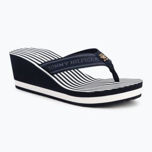 Tommy Hilfiger infradito donna Stripes Wedge Beach Sandal spazio blu