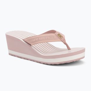 Tommy Hilfiger donna Stripes Wedge Beach Sandal rosa nebbioso